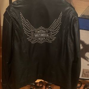 Harley-Davidson Black Leather Studded Utility Jacket